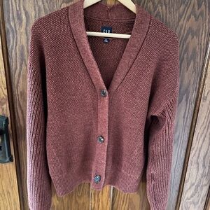 GAP Women's Rust Cotton Small Tall Cardigan Button Sweater Like New